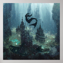 Poster Embaixo da água. Sob o quê? Sereia.