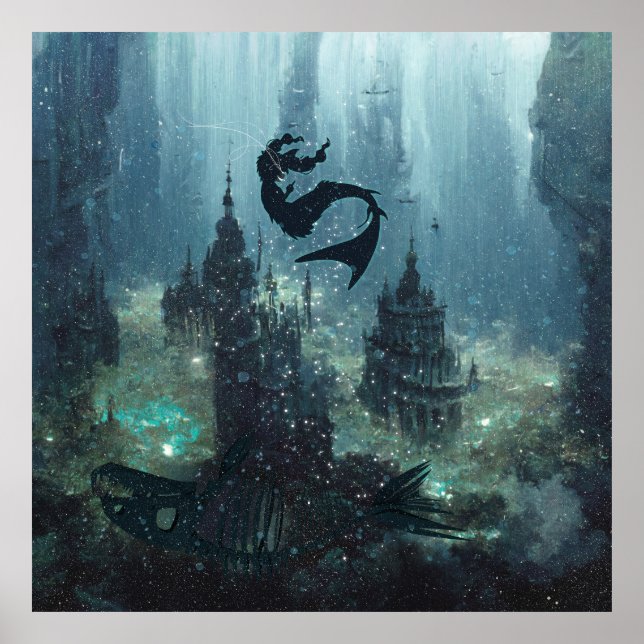 Poster Embaixo da água. Sob o quê? Sereia. (Frente)