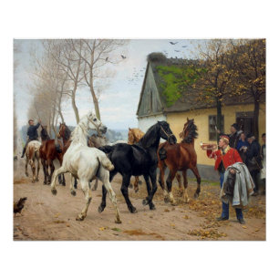 Pôster Embalagem de cavalos cerca de 1878