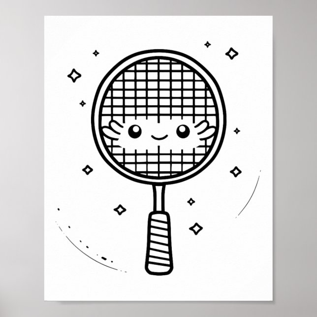 Poster Embalagem em banda desenhada de Badminton Racket (Frente)