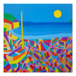 Pôster Embarcação à vela pela pintura de acrílico-mar