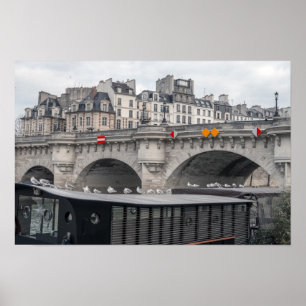 Poster Embarcação perto de Pont Neuf - Paris