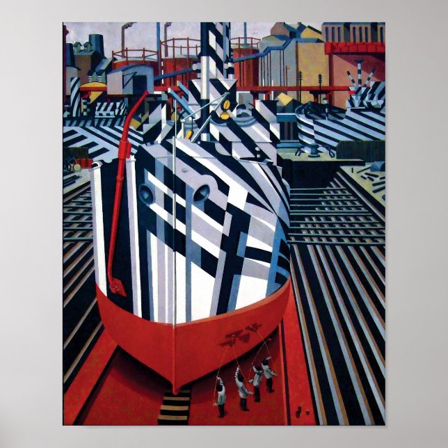 Poster Embarcações de azzle em Drydock na Liverpool Abstr (Frente)