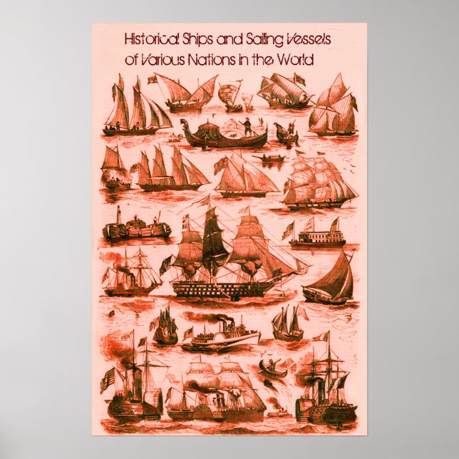 POSTER EMBARCAÇÕES INTERNACIONAIS DE VELEJAR ANTIGAS NAVI (Frente)