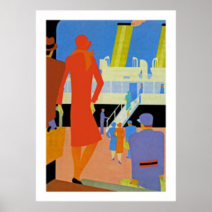 Pôster Embarque do art deco