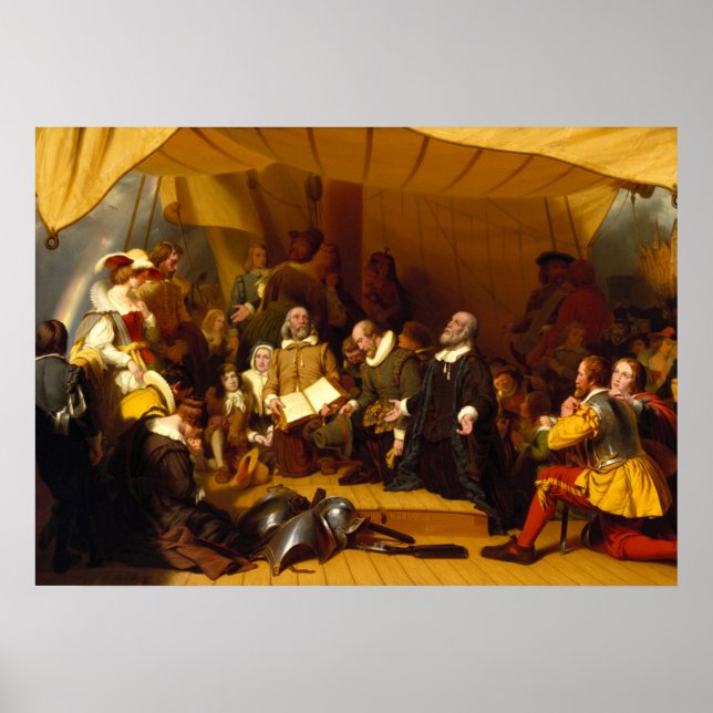 Poster Embarque dos peregrinos por Robert Walter Weir (Frente)