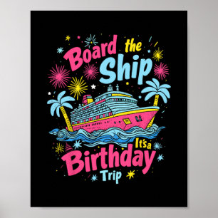 Poster Embarque No Navio É Uma Viagem De Aniversário Cruz