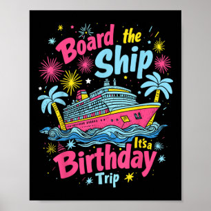 Poster Embarque No Navio É Uma Viagem De Aniversário Cruz