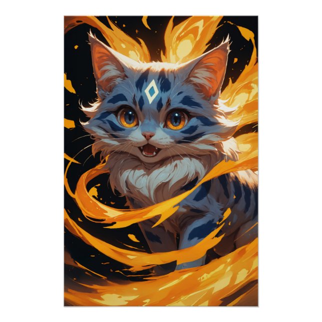 Pôster Ember Arcana: A Familiar de Kitten Flamebound (Frente)