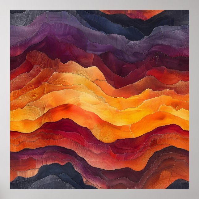 Poster Ember Strata – Camadas Abstratas de Terra e Fogo (Frente)