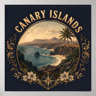 Poster Emblema Cênico de Viagem Costeira das Ilhas Canári