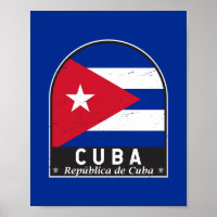 Emblema com bandeira de Cuba - Vintagem em desgast