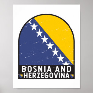Poster Emblema da Bandeira da Bósnia e Herzegovina Afetad