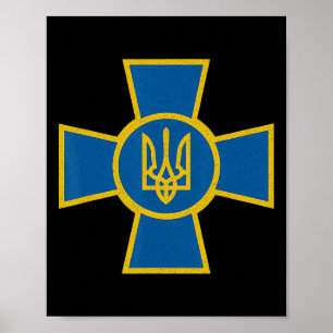 Poster Emblema das Forças Armadas da Ucrânia Tryzub da UA