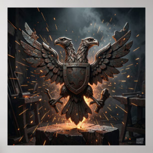 Poster Emblema de Águia de Ferro em Estilo Industrial Ant