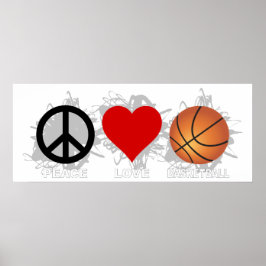 Poster Emblema de basquete Peace Love
