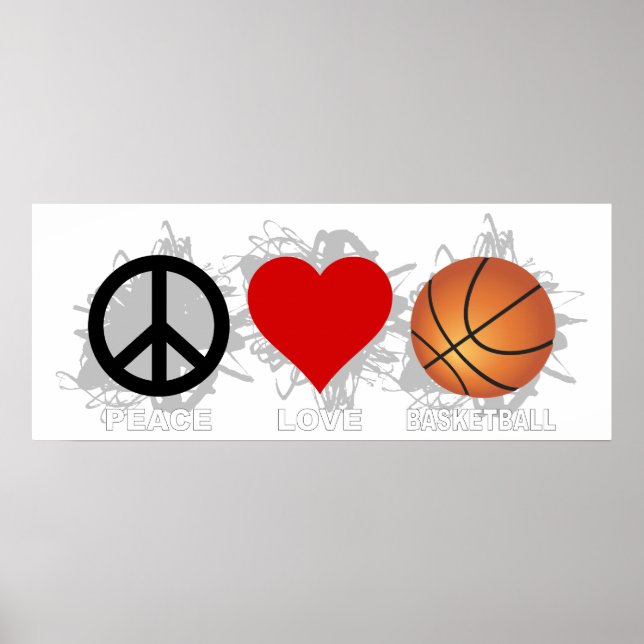 Poster Emblema de basquete Peace Love (Frente)