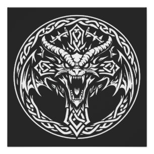 Pôster Emblema de Dragão Celta por BurnsInHell