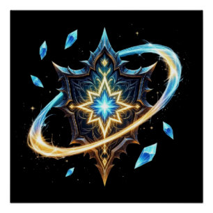 Pôster Emblema de Fantasia com Lâminas Flutuantes – Energ