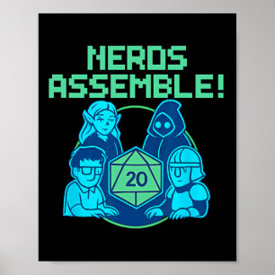 Poster Emblema de Nerds Jogo de Tabuleiro Dados Design de