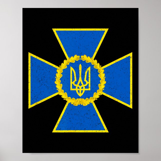 Poster Emblema do Serviço de Segurança da Ucrânia Bandeir (Frente)