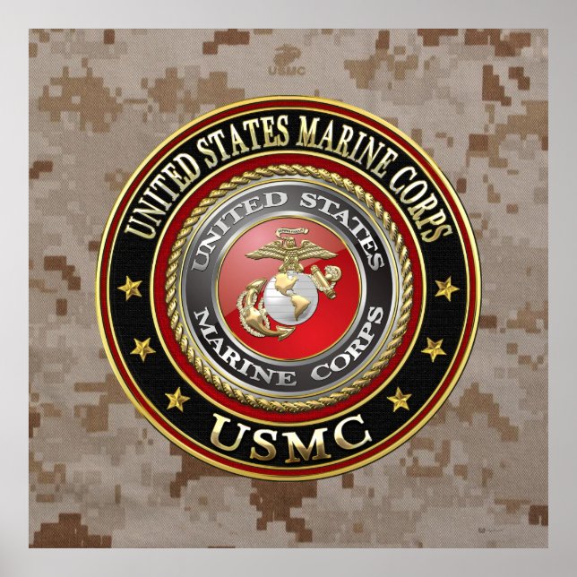 Pôster Emblema do USMC [Edição Especial] [3D] (Frente)