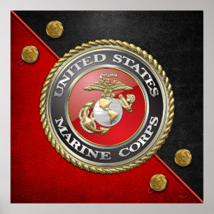 Poster Emblema do USMC & uniforme [3D]