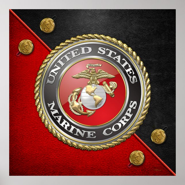 Poster Emblema e uniforme do USMC [3D] (Frente)