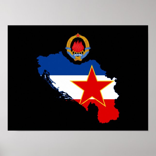 Poster Emblema Iugoslávia - Mapa (Frente)