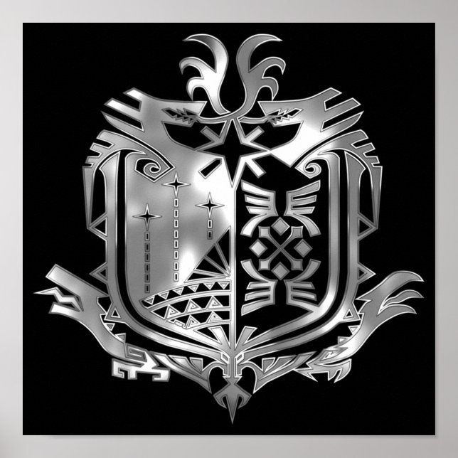 Poster Emblema metálico MHW (Frente)