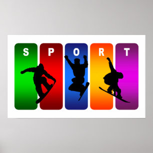 Poster Emblema multicolorido da snowboarding