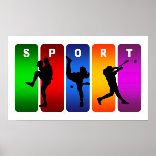Pôster Emblema multicolorido do basebol