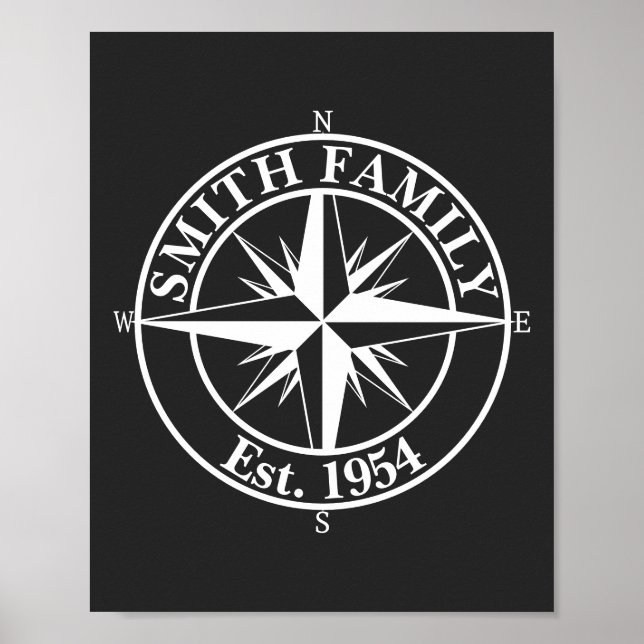 Poster Emblema personalizável do monograma de estrela de  (Frente)