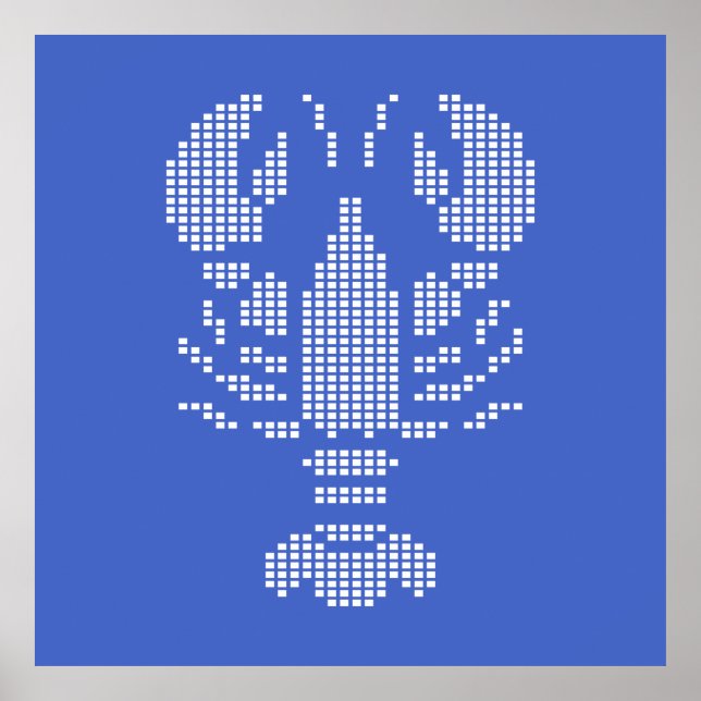Poster Emblema Pixel do Lagostim em Mosaico (Frente)