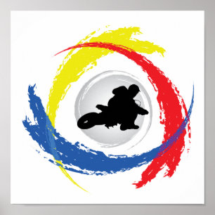 Pôster Emblema Tricolor do motocross