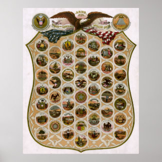 Pôster Emblemas dos Estados Unidos 1876