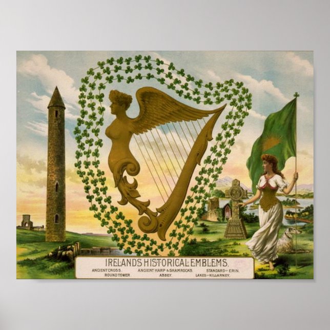 Pôster Emblemas Históricos da Irlanda (Frente)