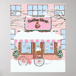Poster Embraço de inverno, Compro de café molhado na neve