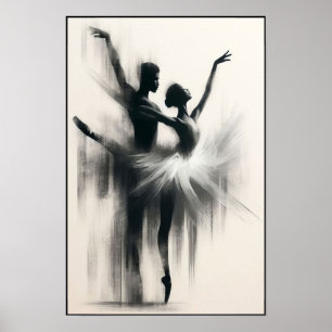 Poster Embraço monocromático de tango em movimento