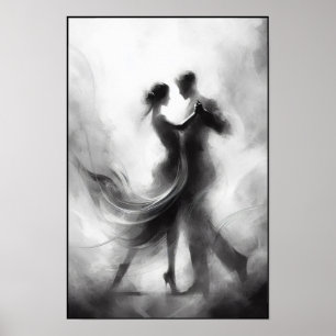 Poster Embraço monocromático de tango em movimento