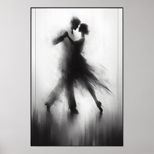 Poster Embraço monocromático de tango em movimento