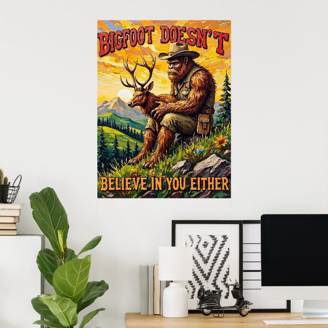 Poster Embraço Sunset: Sasquatch e a Espada Gentil (Escritório em casa)