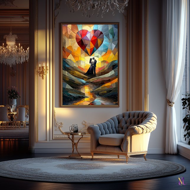 Poster Embrião romântico sob um coração de vidro escondid (Criador carregado)