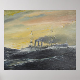 Poster Emden monta o Oceano Índico 1914 2011 das ondas