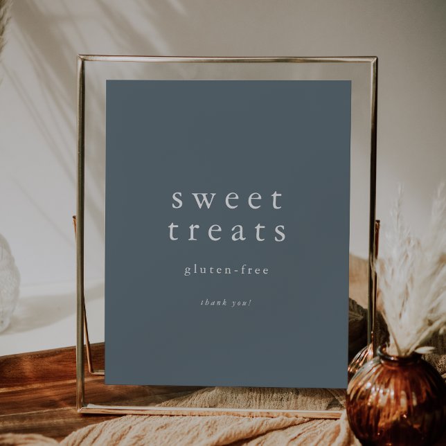 Poster EMELIA Mínima Dusty Blue Boho - Tratamentos doces  (EMELIA Minimal Dusty Blue Boho Rustic Sweet Treats Poster)