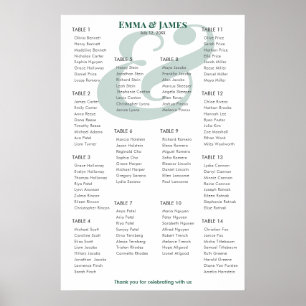 Poster Emerald Ampersand Casamento   Gráfico de Assentos 