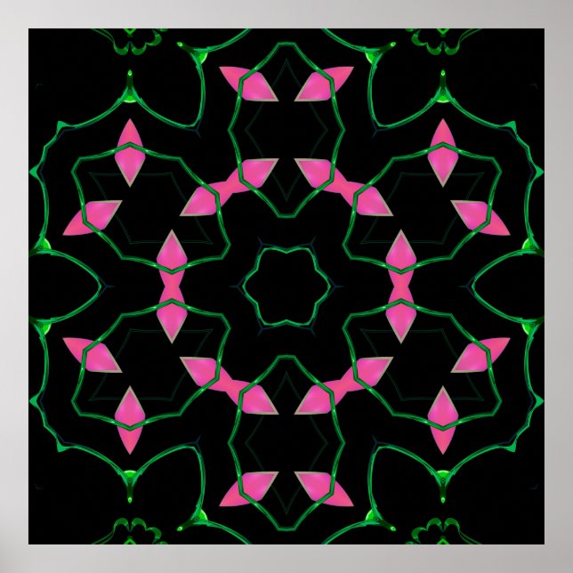 Poster Emerald and Pink Kaleidoscope  (Frente)