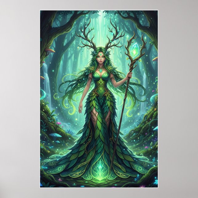Poster Emerald Forest Goddess – Enchanted Nature Queen (Frente)