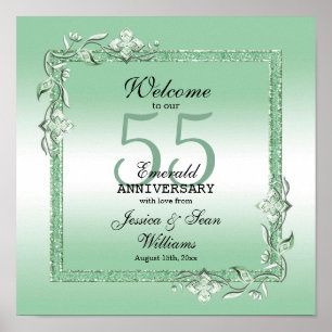 Poster Emerald Gem & Glitter 55th Wedding