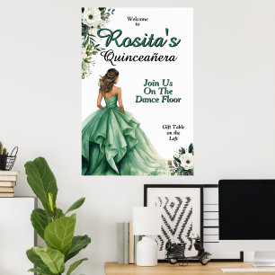 Poster Emerald Green - 15 Espanhol Birthday Quinceanera